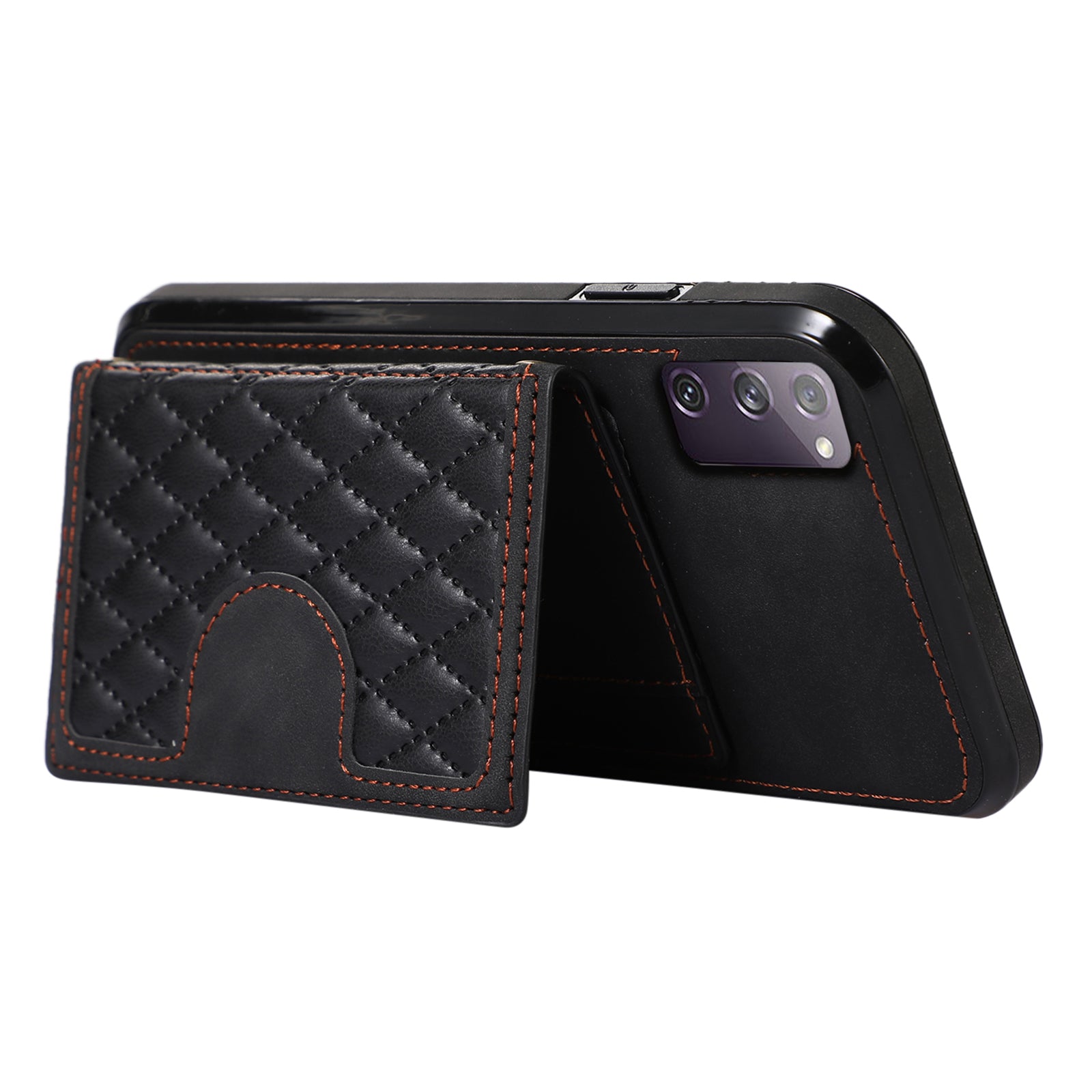For Samsung Galaxy S20 FE 2022 / S20 FE / S20 FE 5G / S20 Lite Case Card Holder TPU+PU Leather Phone Shell - Black For Samsung Galaxy S20 FE 2022 / S20 FE / S20 FE 5G / S20 Lite Case Card Holder TPU+PU Leather Phone Shell - Black